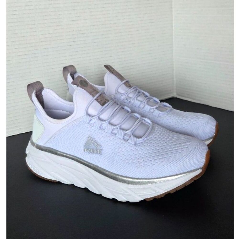 RBX Functional Pull-On White Athletic Sneaker Stretch Breathable Knit Fabric 7.5